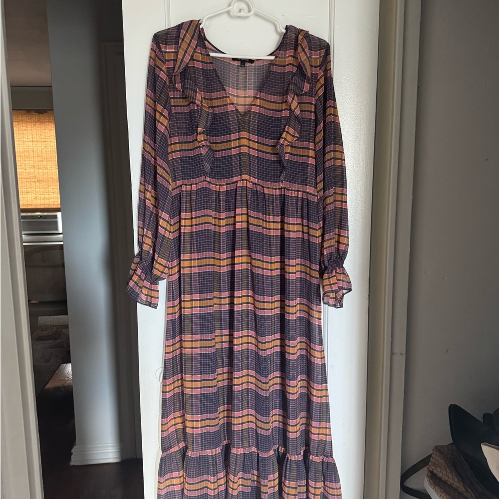 Madewell Multicolor Plaid Long Sleeve Dress